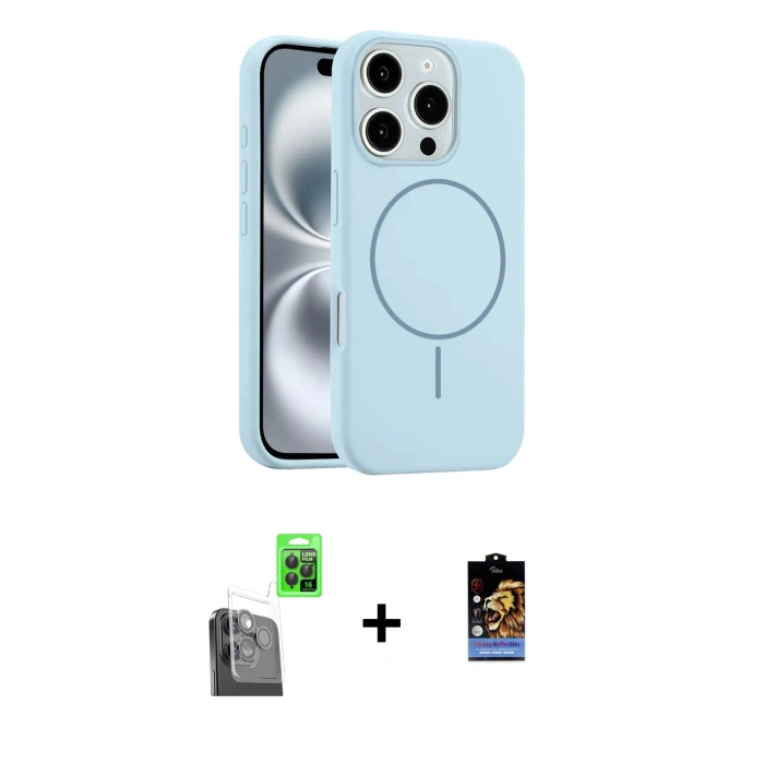 MARSİLYAN™- iPhone 16 Pro Kılıf Yankı Form Serisi - Siyah Buffer Hayalet Cam Ekran Koruyucu + Raze Metal Kamera Lens - SH