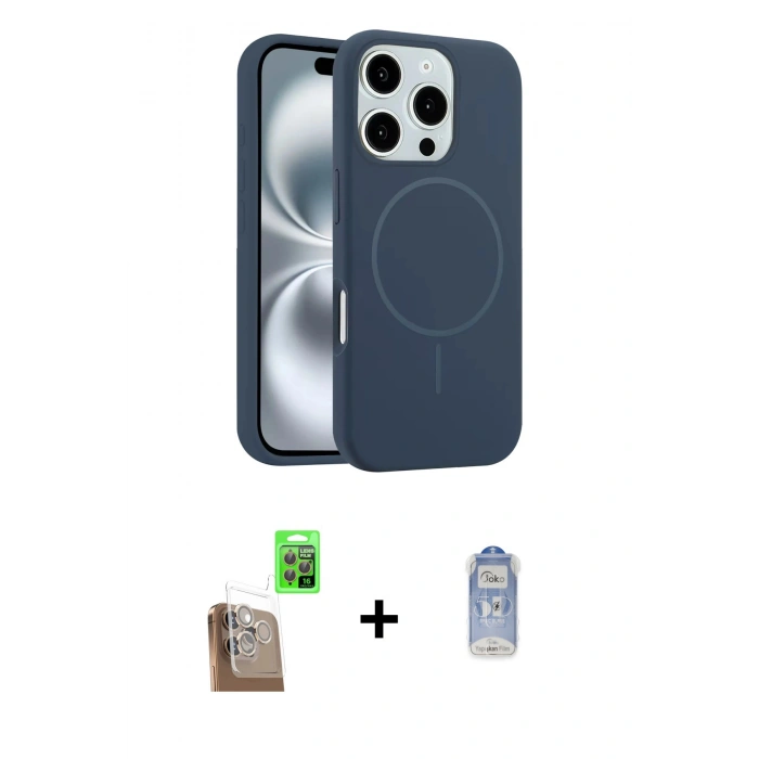 MARSİLYAN™- iPhone 16 Pro Kılıf Yankı Form Serisi - Siyah Joko Magic 5D Cam + Raze Metal Kamera Lens - CLTM
