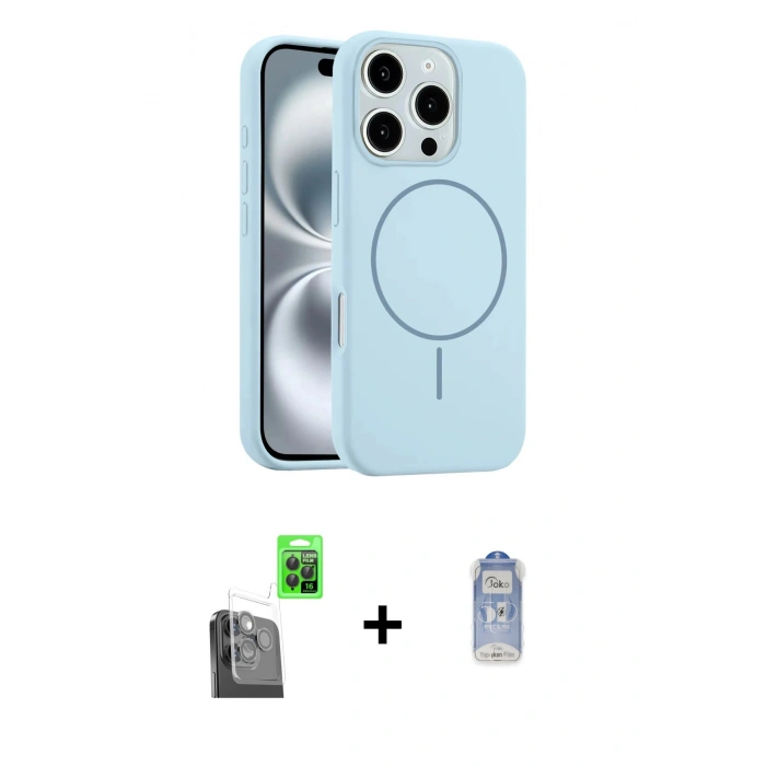 MARSİLYAN™- iPhone 16 Pro Kılıf Yankı Form Serisi - Siyah Joko Magic 5D Cam + Raze Metal Kamera Lens - SH