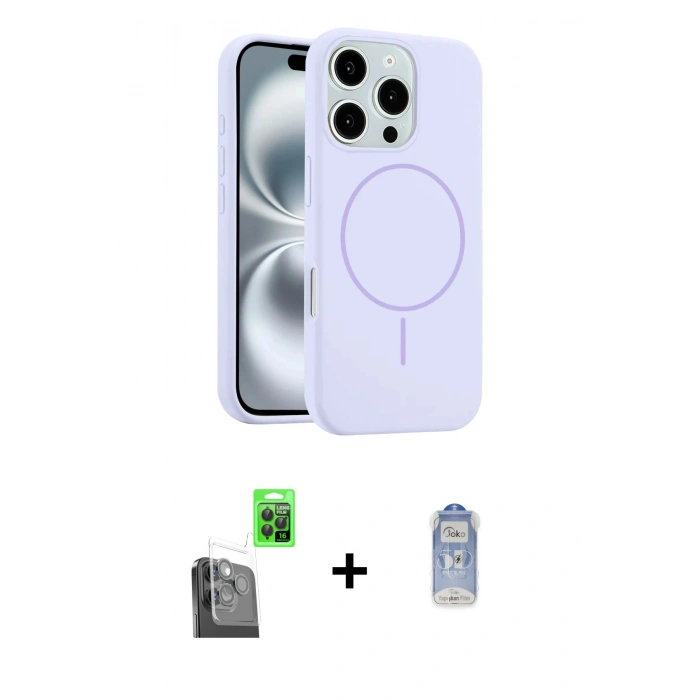 MARSİLYAN™- iPhone 16 Pro Kılıf Yankı Form Serisi - Siyah Joko Magic 5D Cam + Raze Metal Kamera Lens - SH