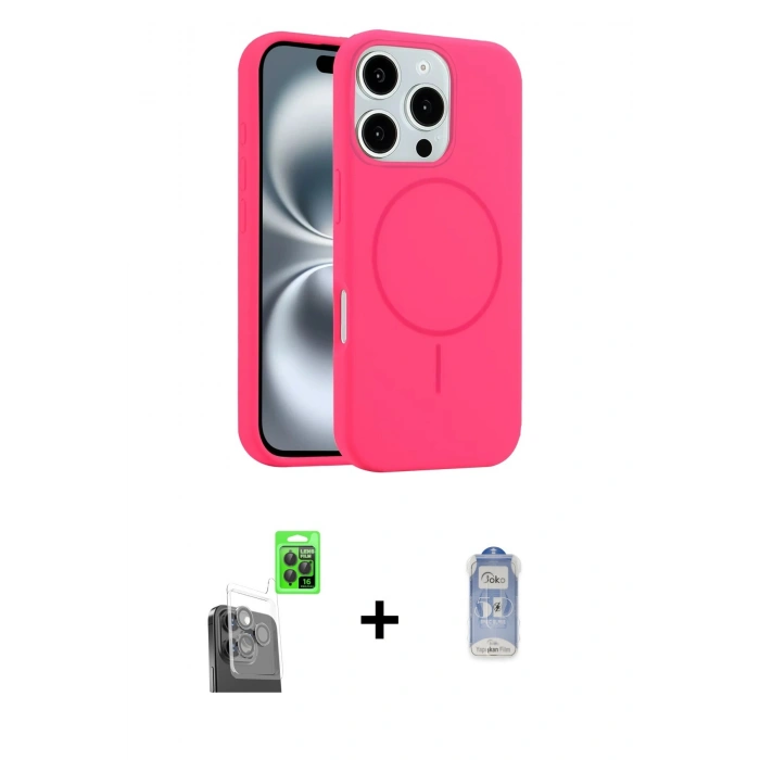MARSİLYAN™- iPhone 16 Pro Kılıf Yankı Form Serisi - Siyah Joko Magic 5D Cam + Raze Metal Kamera Lens - SH