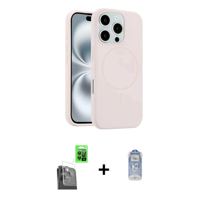 MARSİLYAN™- iPhone 16 Pro Kılıf Yankı Form Serisi - Siyah Joko Magic 5D Cam + Raze Metal Kamera Lens - SH