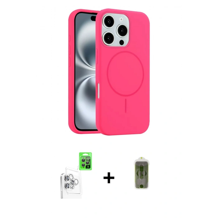 MARSİLYAN™- iPhone 16 Pro Kılıf Yankı Form Serisi - Siyah Joko Magic 5D Hayalet Cam + Raze Metal Kamera Lens - BZ