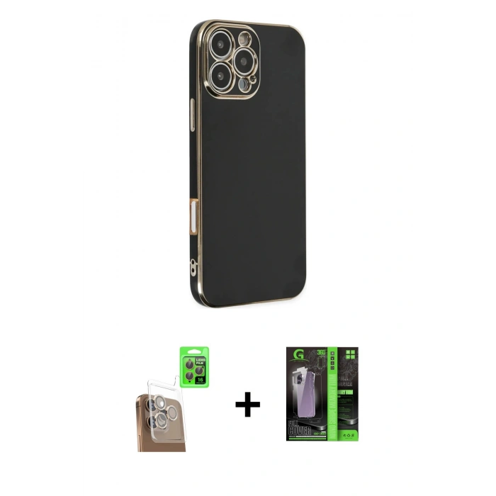 MARSİLYAN™- iPhone 16 Pro Kılıf Yankı Serisi - Şeffaf 360 Full Body Arka Koruyucu + Raze Metal Kamera Lens - CLTM