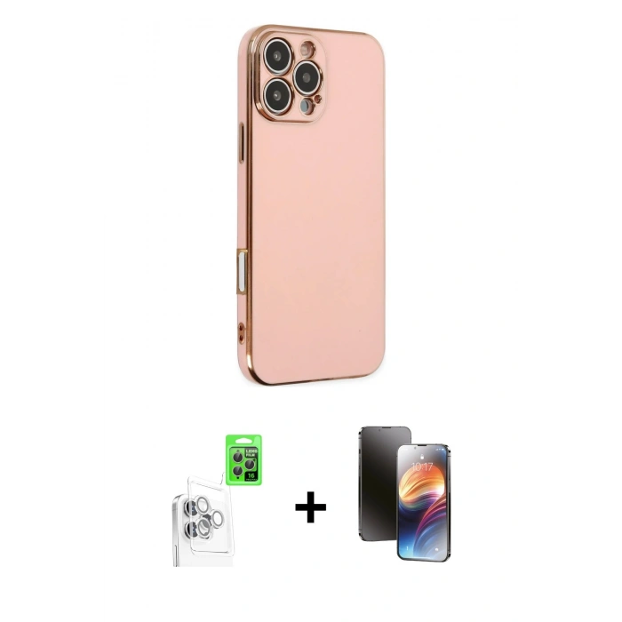 MARSİLYAN™- iPhone 16 Pro Kılıf Yankı Serisi - Siyah 3D Antistatik Mat Seramik Nano Ekran Koruyucu + Raze Metal Kamera Lens - BZ