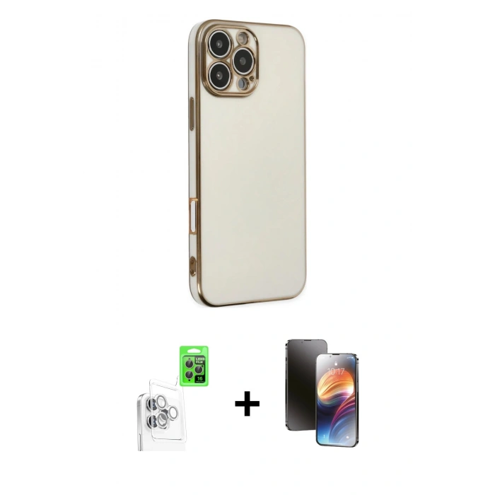 MARSİLYAN™- iPhone 16 Pro Kılıf Yankı Serisi - Siyah 3D Antistatik Mat Seramik Nano Ekran Koruyucu + Raze Metal Kamera Lens - BZ