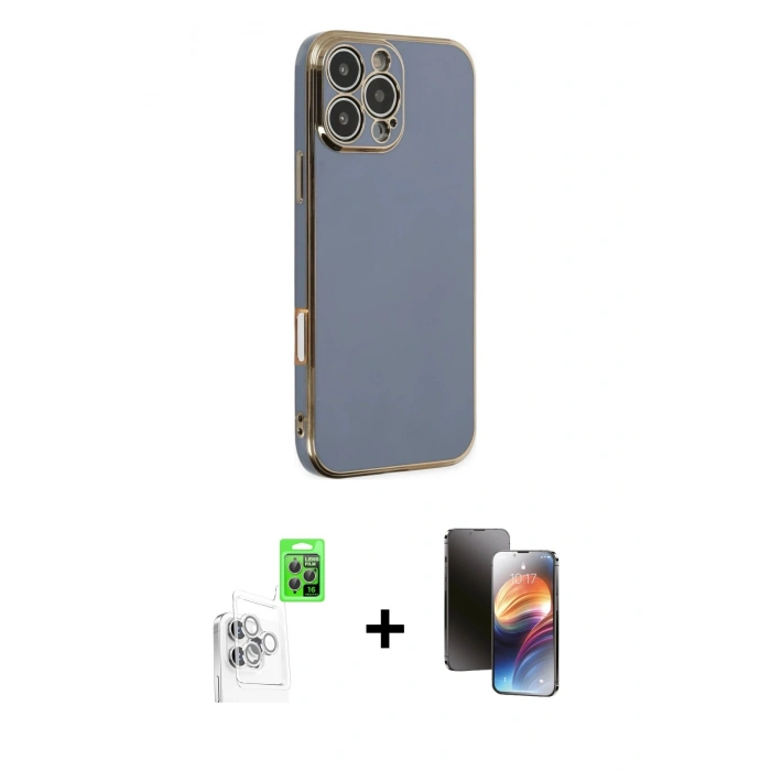 MARSİLYAN™- iPhone 16 Pro Kılıf Yankı Serisi - Siyah 3D Antistatik Mat Seramik Nano Ekran Koruyucu + Raze Metal Kamera Lens - BZ