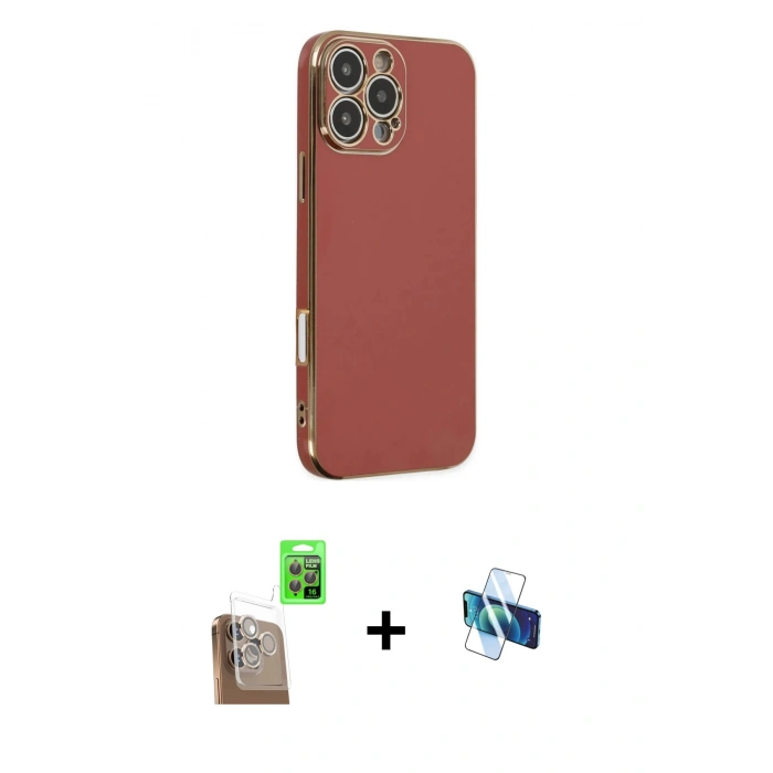MARSİLYAN™- iPhone 16 Pro Kılıf Yankı Serisi - Siyah 3D Antistatik Seramik Nano Ekran Koruyucu + Raze Metal Kamera Lens - CLTM