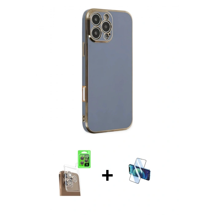 MARSİLYAN™- iPhone 16 Pro Kılıf Yankı Serisi - Siyah 3D Antistatik Seramik Nano Ekran Koruyucu + Raze Metal Kamera Lens - CLTM
