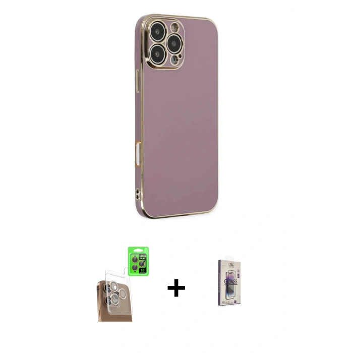 MARSİLYAN™- iPhone 16 Pro Kılıf Yankı Serisi - Siyah Bilvis 3D Cam Ekran Koruyucu + Raze Metal Kamera Lens - CLTM