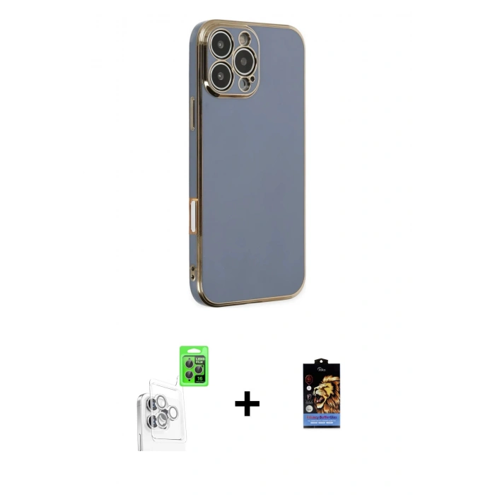 MARSİLYAN™- iPhone 16 Pro Kılıf Yankı Serisi - Siyah Buffer Hayalet Cam Ekran Koruyucu + Raze Metal Kamera Lens - BZ