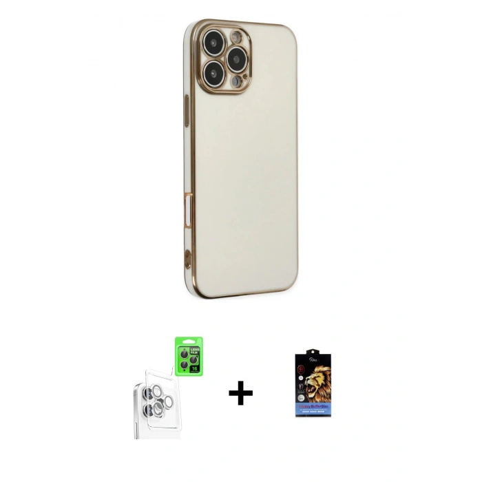 MARSİLYAN™- iPhone 16 Pro Kılıf Yankı Serisi - Siyah Buffer Hayalet Cam Ekran Koruyucu + Raze Metal Kamera Lens - BZ
