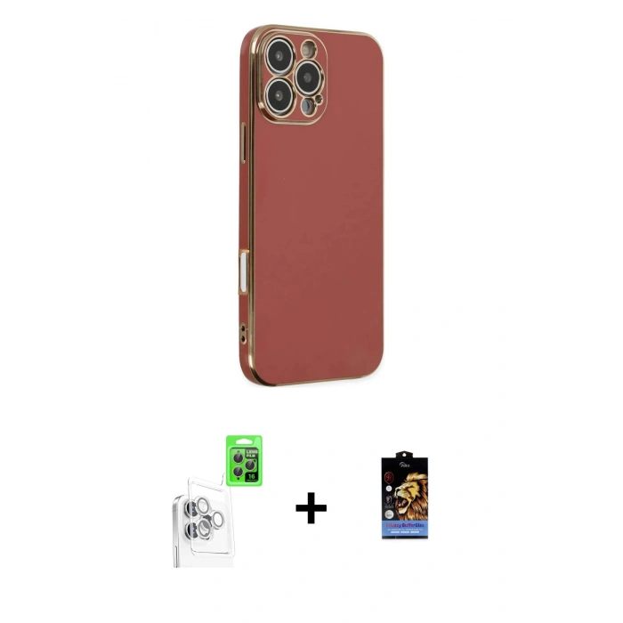 MARSİLYAN™- iPhone 16 Pro Kılıf Yankı Serisi - Siyah Buffer Hayalet Cam Ekran Koruyucu + Raze Metal Kamera Lens - BZ