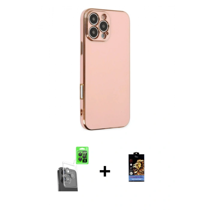 MARSİLYAN™- iPhone 16 Pro Kılıf Yankı Serisi - Siyah Buffer Hayalet Cam Ekran Koruyucu + Raze Metal Kamera Lens - SH