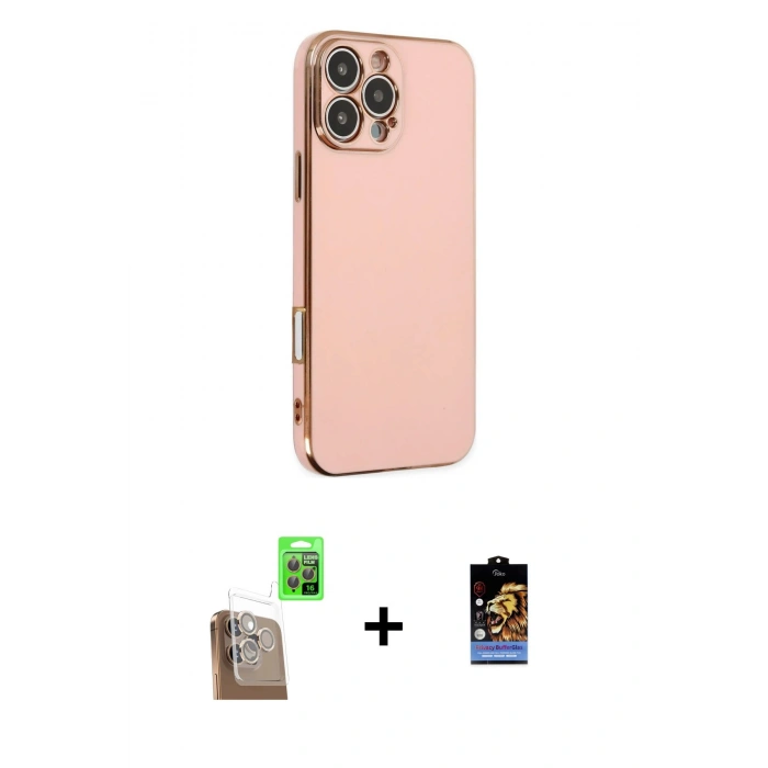 MARSİLYAN™- iPhone 16 Pro Kılıf Yankı Serisi - Siyah Buffer Hayalet Cam Ekran Koruyucu + Raze Metal Kamera Lens - CLTM