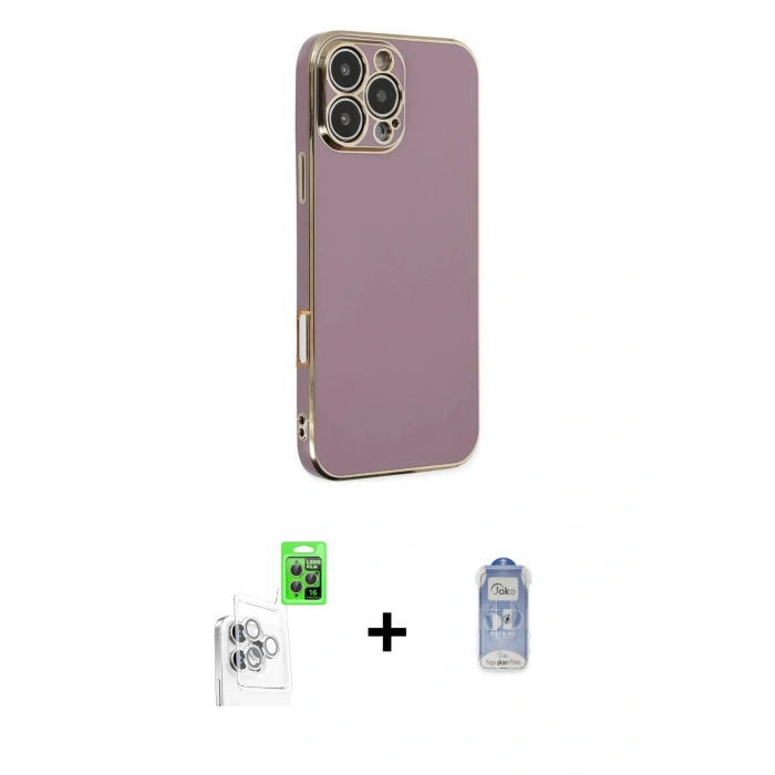 MARSİLYAN™- iPhone 16 Pro Kılıf Yankı Serisi - Siyah Joko Magic 5D Cam + Raze Metal Kamera Lens - BZ