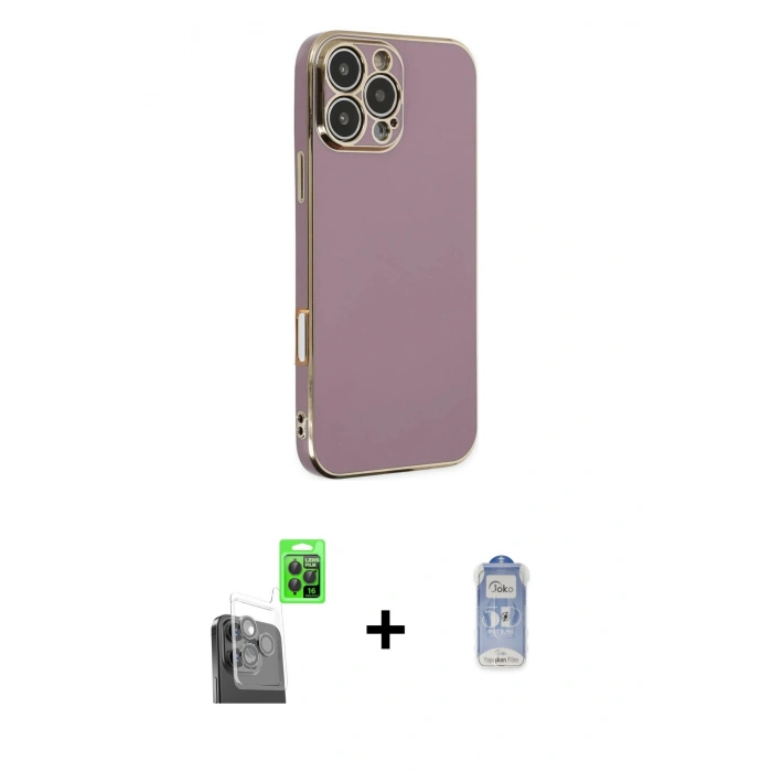 MARSİLYAN™- iPhone 16 Pro Kılıf Yankı Serisi - Siyah Joko Magic 5D Cam + Raze Metal Kamera Lens - SH