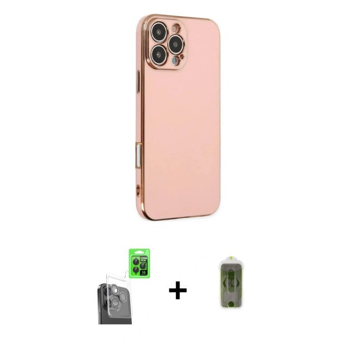MARSİLYAN™- iPhone 16 Pro Kılıf Yankı Serisi - Siyah Joko Magic 5D Hayalet Cam + Raze Metal Kamera Lens - SH