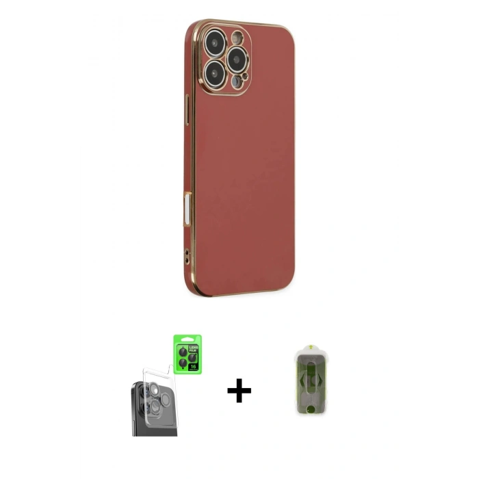 MARSİLYAN™- iPhone 16 Pro Kılıf Yankı Serisi - Siyah Joko Magic 5D Hayalet Cam + Raze Metal Kamera Lens - SH