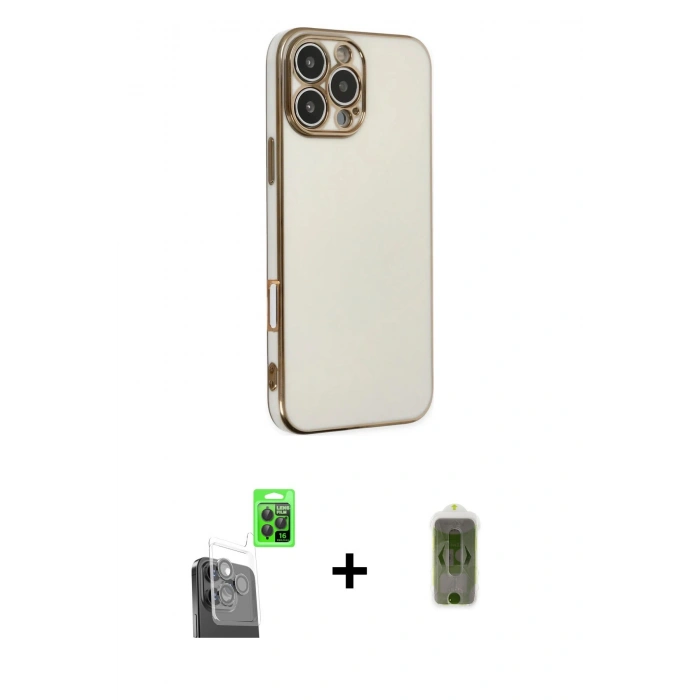 MARSİLYAN™- iPhone 16 Pro Kılıf Yankı Serisi - Siyah Joko Magic 5D Hayalet Cam + Raze Metal Kamera Lens - SH