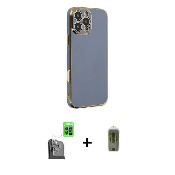 MARSİLYAN™- iPhone 16 Pro Kılıf Yankı Serisi - Siyah Joko Magic 5D Hayalet Cam + Raze Metal Kamera Lens - SH