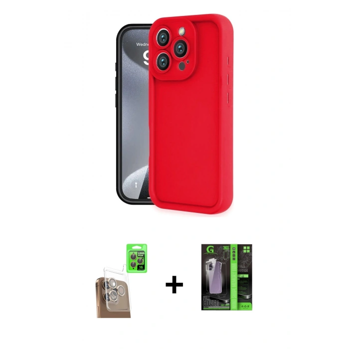 MARSİLYAN™- iPhone 16 Pro Kılıf Yankı Yansıma Özel Seri - Şeffaf 360 Full Body Arka Koruyucu + Raze Metal Kamera Lens - CLTM