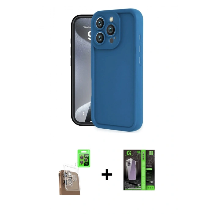 MARSİLYAN™- iPhone 16 Pro Kılıf Yankı Yansıma Özel Seri - Şeffaf 360 Full Body Arka Koruyucu + Raze Metal Kamera Lens - CLTM