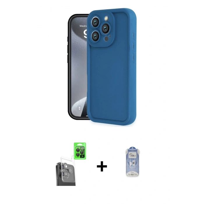 MARSİLYAN™- iPhone 16 Pro Kılıf Yankı Yansıma Özel Seri - Siyah Joko Magic 5D Cam + Raze Metal Kamera Lens - SH