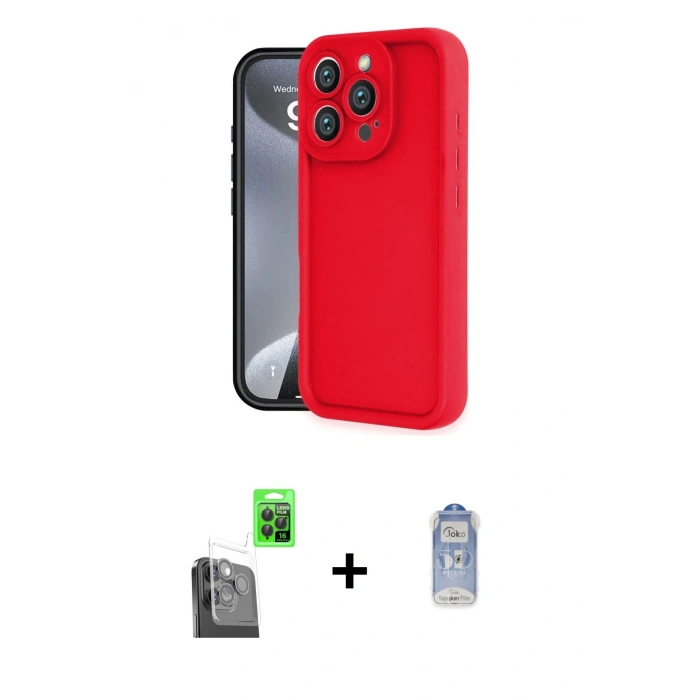 MARSİLYAN™- iPhone 16 Pro Kılıf Yankı Yansıma Özel Seri - Siyah Joko Magic 5D Cam + Raze Metal Kamera Lens - SH