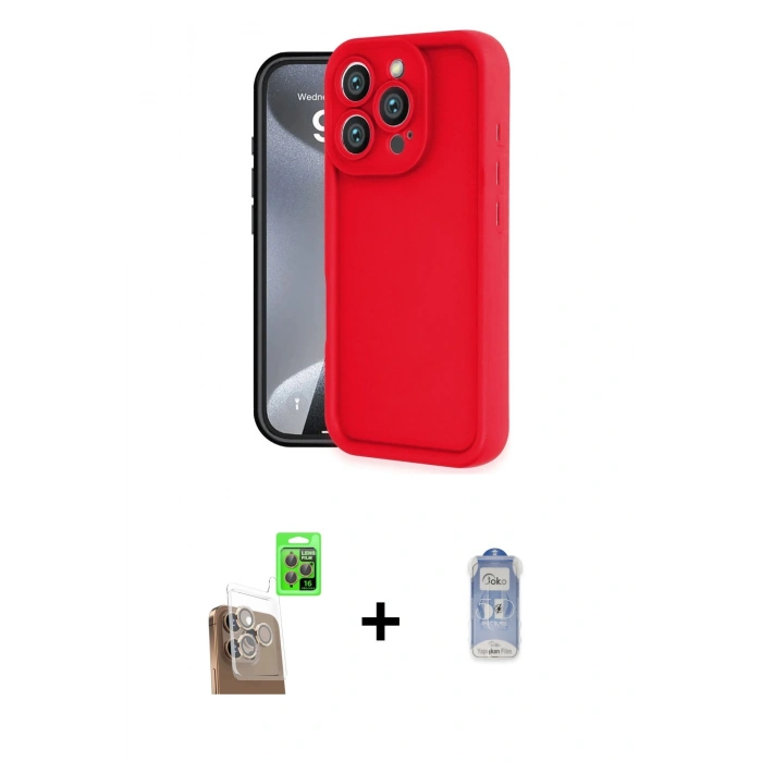 MARSİLYAN™- iPhone 16 Pro Kılıf Yankı Yansıma Özel Seri - Siyah Joko Magic 5D Cam + Raze Metal Kamera Lens - CLTM