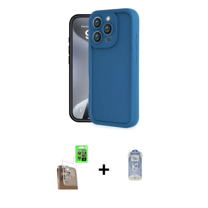 MARSİLYAN™- iPhone 16 Pro Kılıf Yankı Yansıma Özel Seri - Siyah Joko Magic 5D Cam + Raze Metal Kamera Lens - CLTM