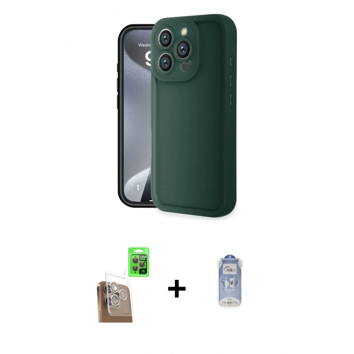 MARSİLYAN™- iPhone 16 Pro Kılıf Yankı Yansıma Özel Seri - Siyah Joko Magic 5D Cam + Raze Metal Kamera Lens - CLTM