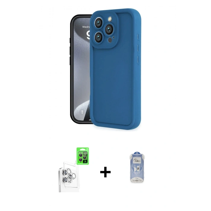 MARSİLYAN™- iPhone 16 Pro Kılıf Yankı Yansıma Özel Seri - Siyah Joko Magic 5D Cam + Raze Metal Kamera Lens - BZ