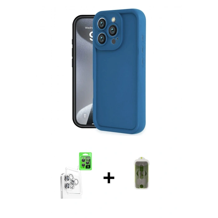 MARSİLYAN™- iPhone 16 Pro Kılıf Yankı Yansıma Özel Seri - Siyah Joko Magic 5D Hayalet Cam + Raze Metal Kamera Lens - BZ