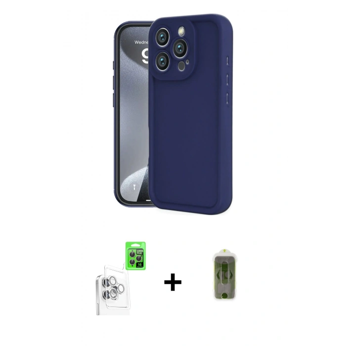 MARSİLYAN™- iPhone 16 Pro Kılıf Yankı Yansıma Özel Seri - Siyah Joko Magic 5D Hayalet Cam + Raze Metal Kamera Lens - BZ