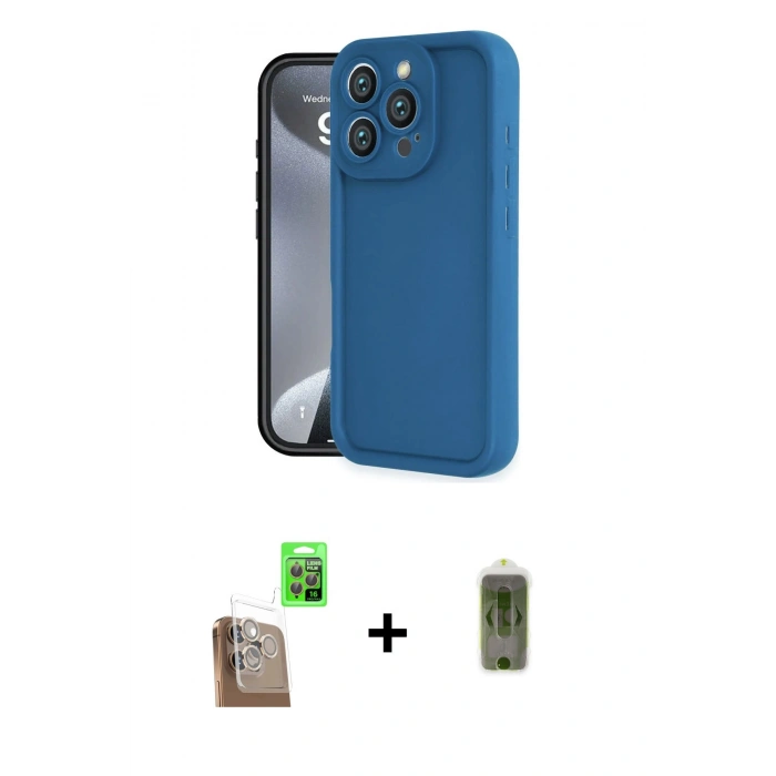 MARSİLYAN™- iPhone 16 Pro Kılıf Yankı Yansıma Özel Seri - Siyah Joko Magic 5D Hayalet Cam + Raze Metal Kamera Lens - CLTM