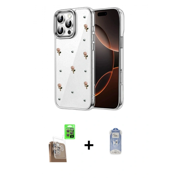 MARSİLYAN™- iPhone 16 Pro Kılıf Yörünge Form - Siyah Joko Magic 5D Cam + Raze Metal Kamera Lens - CLTM