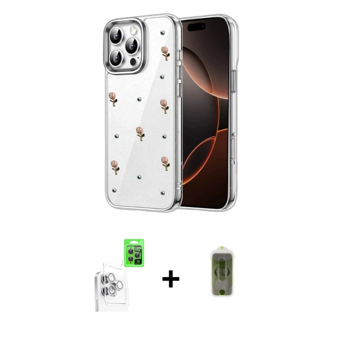 MARSİLYAN™- iPhone 16 Pro Kılıf Yörünge Form - Siyah Joko Magic 5D Hayalet Cam + Raze Metal Kamera Lens - BZ