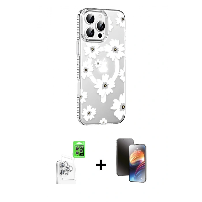 MARSİLYAN™- iPhone 16 Pro Kılıf Yörünge Işık Prime - Siyah 3D Antistatik Mat Seramik Nano Ekran Koruyucu + Raze Metal Kamera Lens - BZ