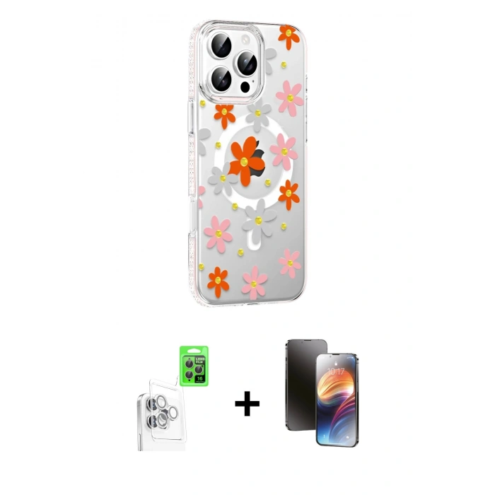 MARSİLYAN™- iPhone 16 Pro Kılıf Yörünge Işık Prime - Siyah 3D Antistatik Mat Seramik Nano Ekran Koruyucu + Raze Metal Kamera Lens - BZ