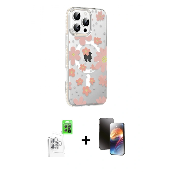 MARSİLYAN™- iPhone 16 Pro Kılıf Yörünge Işık Prime - Siyah 3D Antistatik Mat Seramik Nano Ekran Koruyucu + Raze Metal Kamera Lens - BZ