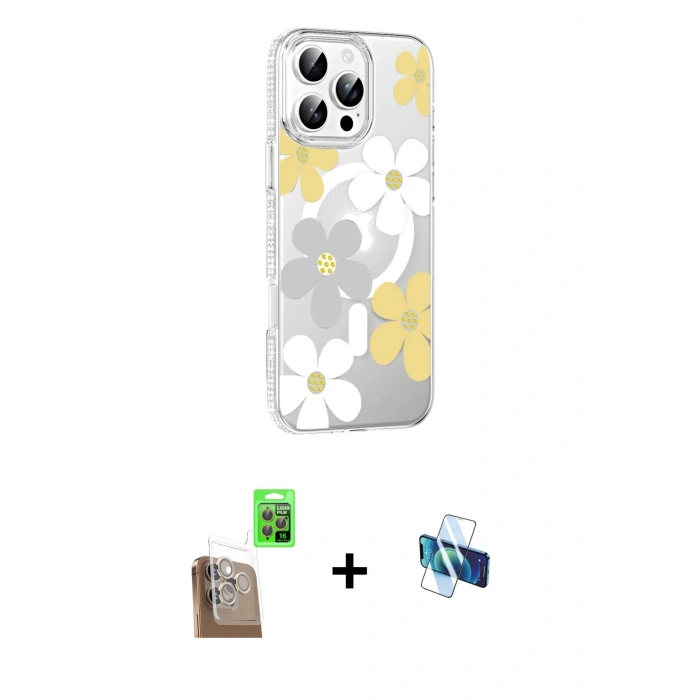 MARSİLYAN™- iPhone 16 Pro Kılıf Yörünge Işık Prime - Siyah 3D Antistatik Seramik Nano Ekran Koruyucu + Raze Metal Kamera Lens - CLTM