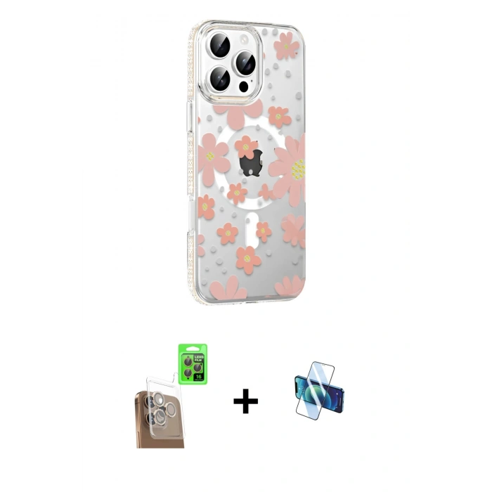 MARSİLYAN™- iPhone 16 Pro Kılıf Yörünge Işık Prime - Siyah 3D Antistatik Seramik Nano Ekran Koruyucu + Raze Metal Kamera Lens - CLTM