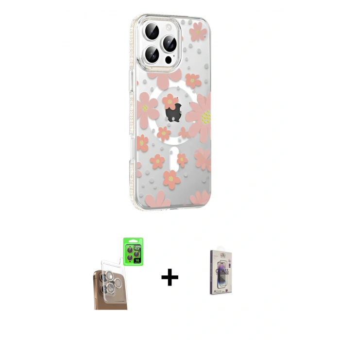 MARSİLYAN™- iPhone 16 Pro Kılıf Yörünge Işık Prime - Siyah Bilvis 3D Cam Ekran Koruyucu + Raze Metal Kamera Lens - CLTM