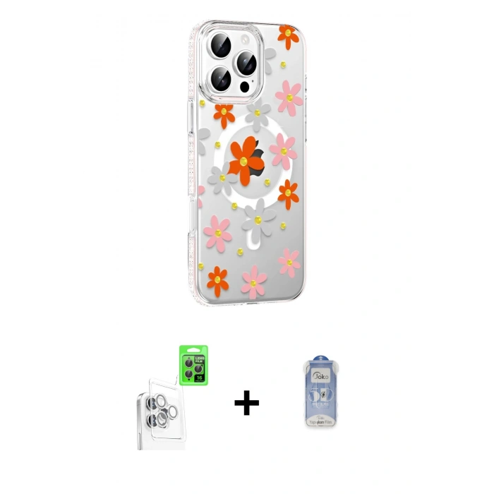 MARSİLYAN™- iPhone 16 Pro Kılıf Yörünge Işık Prime - Siyah Joko Magic 5D Cam + Raze Metal Kamera Lens - BZ