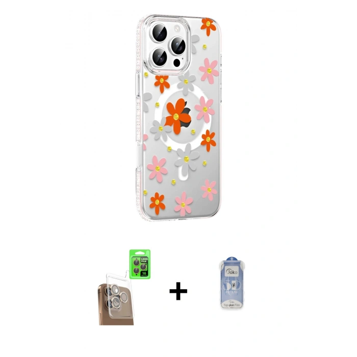 MARSİLYAN™- iPhone 16 Pro Kılıf Yörünge Işık Prime - Siyah Joko Magic 5D Cam + Raze Metal Kamera Lens - CLTM
