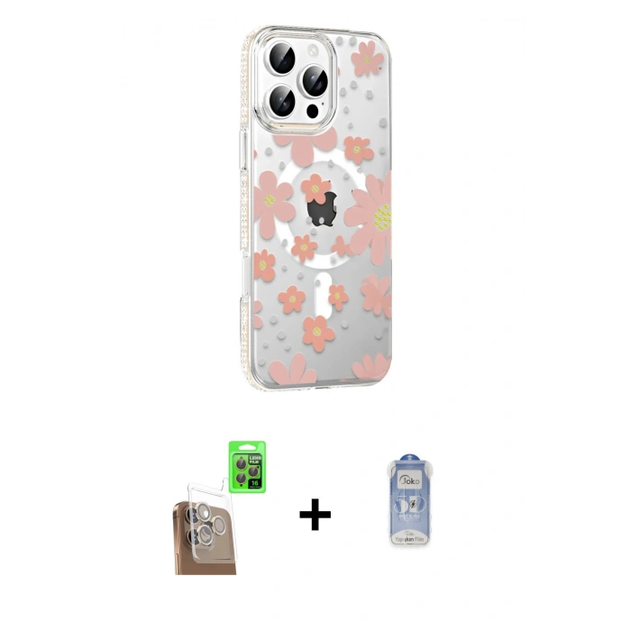 MARSİLYAN™- iPhone 16 Pro Kılıf Yörünge Işık Prime - Siyah Joko Magic 5D Cam + Raze Metal Kamera Lens - CLTM