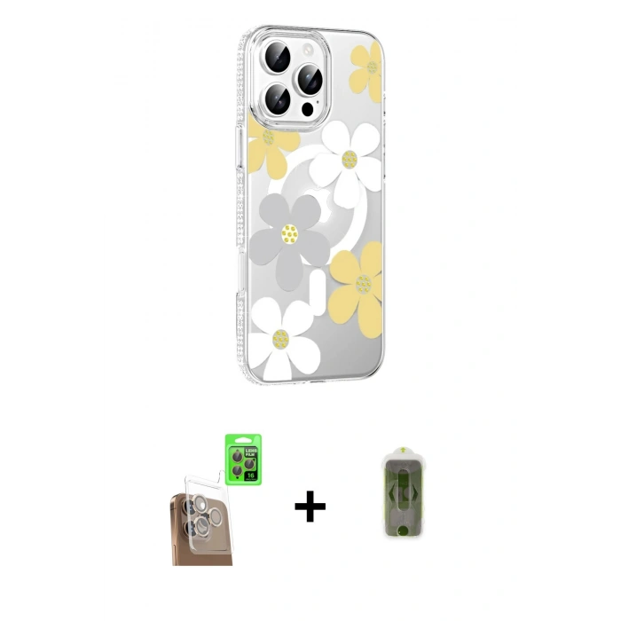 MARSİLYAN™- iPhone 16 Pro Kılıf Yörünge Işık Prime - Siyah Joko Magic 5D Hayalet Cam + Raze Metal Kamera Lens - CLTM
