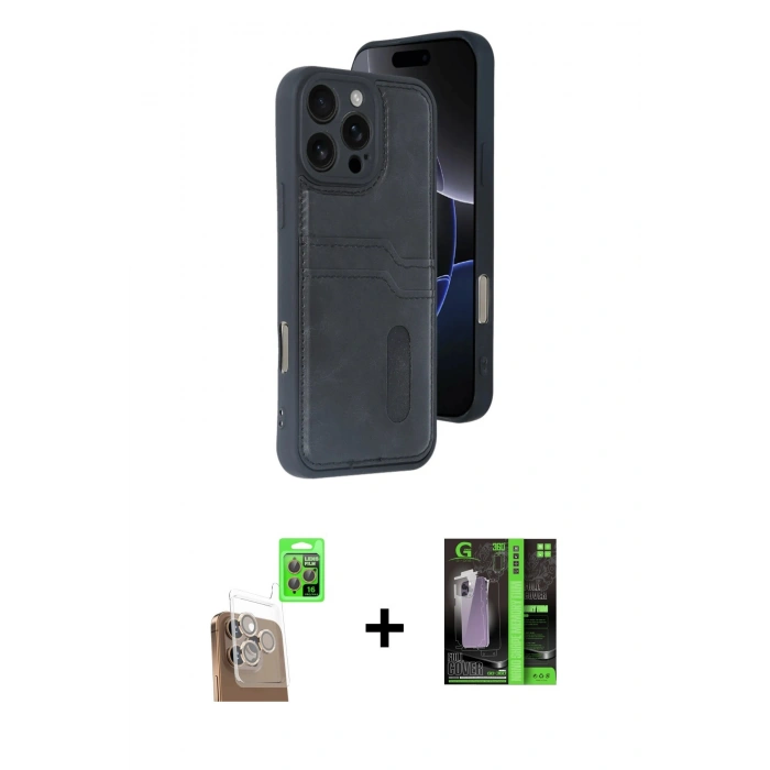 MARSİLYAN™- iPhone 16 Pro Kılıf Yörünge Işık Serisi - Şeffaf 360 Full Body Arka Koruyucu + Raze Metal Kamera Lens - CLTM