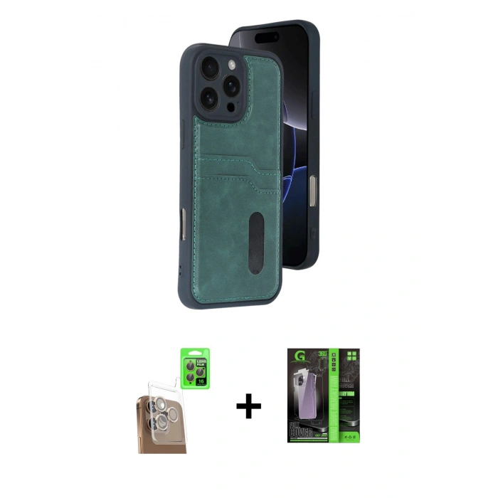MARSİLYAN™- iPhone 16 Pro Kılıf Yörünge Işık Serisi - Şeffaf 360 Full Body Arka Koruyucu + Raze Metal Kamera Lens - CLTM